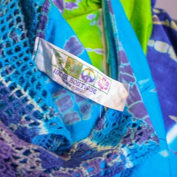 India Boutique Tie Die Tank Top Asymmetrical Handkerchief Crochet S - Picture 5 of 5